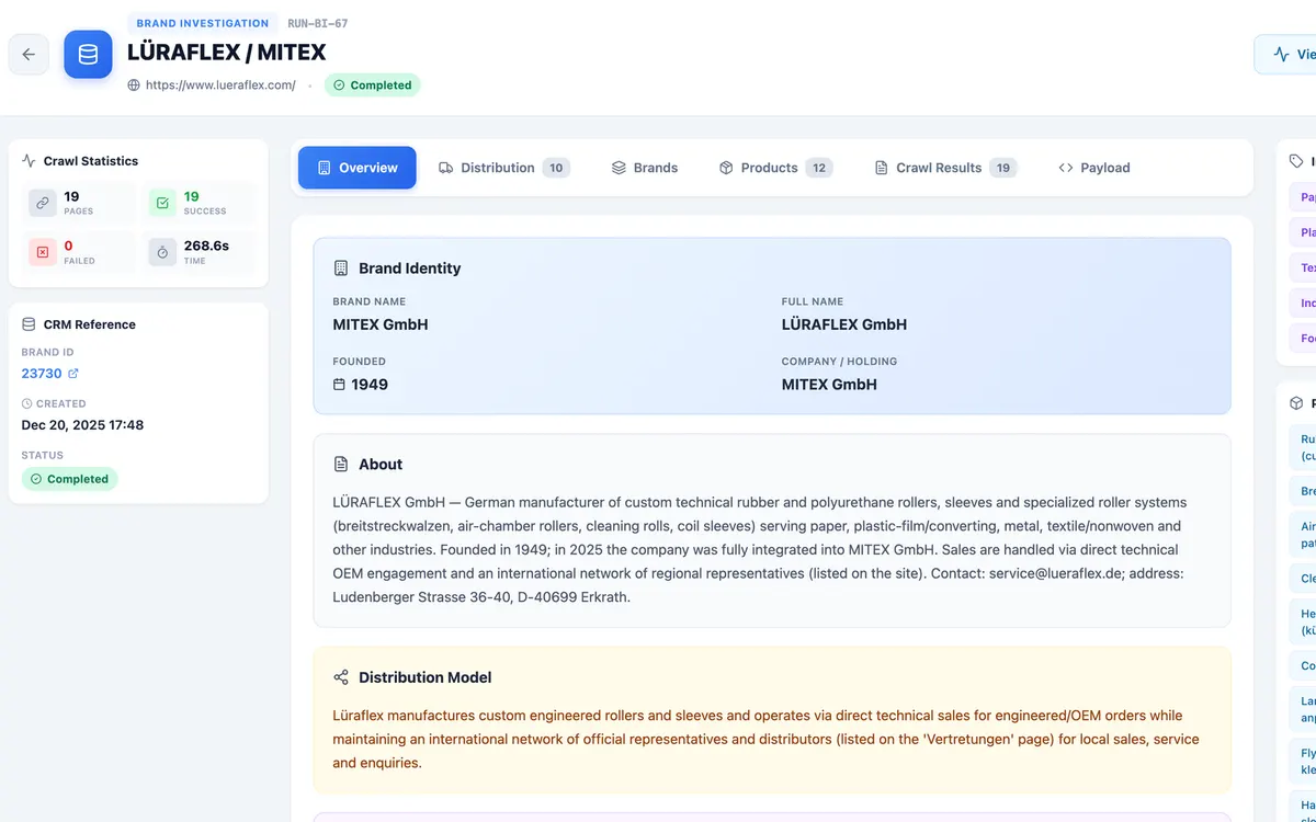 Supplier and brand onboarding dashboard
